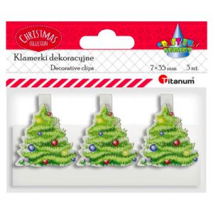 Klamerki drewniane Titanum XMass Choinki, 3szt